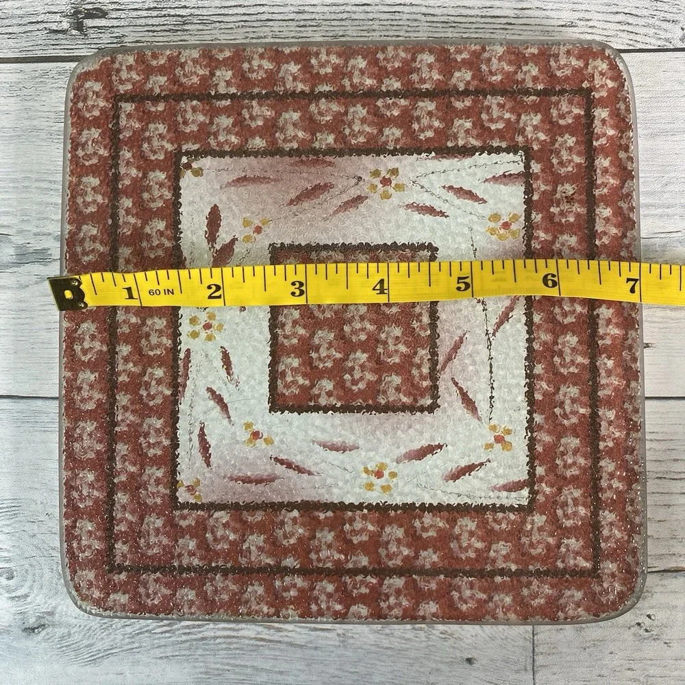 Temptations By Tara Old World Cranberry Glass Trivet Hot Pads Pot Holders 3 PC